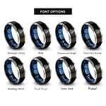 font options for inside engraving on black & blue & silver swell line rings