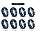 font options for inside engraving on blue & grey swell line rings