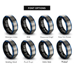font options for inside engraving on black & blue & silver swift bird circle rings
