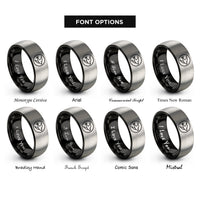 font options for inside engraving on black & gray swift bird circle rings
