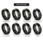 font options for inside engraving on black & gray swift rings