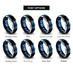 font options for inside engraving on blue & grey swimmer backstroke rings