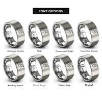 font options for inside engraving on grey swimmer backstroke rings