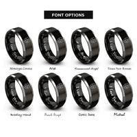 font options for inside engraving on black & grey swiss shield cross rings