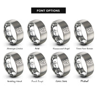 font options for inside engraving on gray swiss shield cross rings