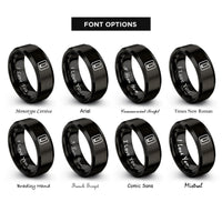 font options for inside engraving on black switch symbol rings
