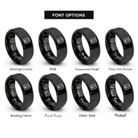 font options for inside engraving on black switch symbol rings