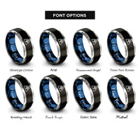 font options for inside engraving on black & blue & gray switch top rings