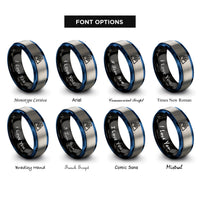 font options for inside engraving on black & blue & gray switch top rings