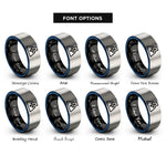 font options for inside engraving on black & blue & gray switch top rings