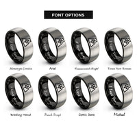font options for inside engraving on black & silver switch top rings