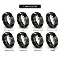 font options for inside engraving on black & gray switchback icon rings
