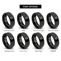 font options for inside engraving on black switchback icon rings
