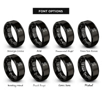 font options for inside engraving on black switchback symbol arrow rings