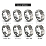 font options for inside engraving on silver switchback symbol arrow rings