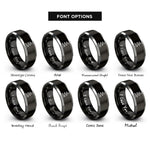 font options for inside engraving on black & silver switchback trail rings