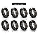 font options for inside engraving on black & grey switchback trail icon rings
