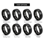 font options for inside engraving on black switchback trail icon rings