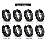 font options for inside engraving on black & gray switchbacks icon rings