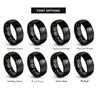 font options for inside engraving on black switchbacks icon rings