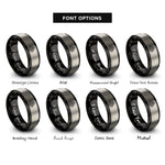 font options for inside engraving on black & silver switchbacks mountain slope rings