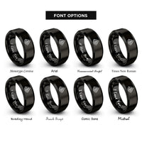 font options for inside engraving on black switchbacks mountain slope rings