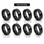font options for inside engraving on black switchbacks mountain slope rings