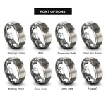 font options for inside engraving on grey switchbacks mountain slope rings