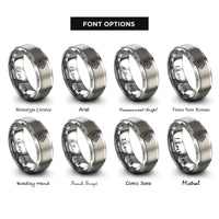 font options for inside engraving on grey switchbacks mountain slope rings