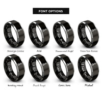 font options for inside engraving on black & gray swivel snap rings
