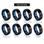 font options for inside engraving on black & blue swizzle stick rings