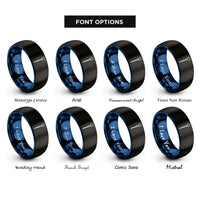 font options for inside engraving on black & blue swizzle stick rings