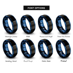 font options for inside engraving on black & blue swizzle stick rings