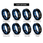 font options for inside engraving on black & blue swizzle stick rings