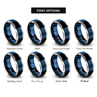 font options for inside engraving on blue & gray swizzle stick rings