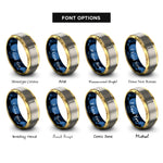 font options for inside engraving on gold & blue & gray swizzle stick rings
