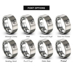font options for inside engraving on silver swo pin rings