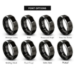 font options for inside engraving on black & silver sword rings