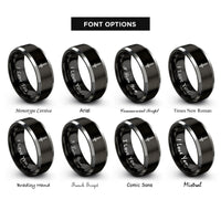font options for inside engraving on black & silver sword rings