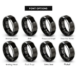 font options for inside engraving on black & grey sword cross rings