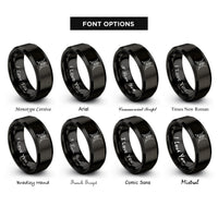 font options for inside engraving on black sword crossed rings