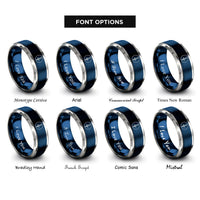 font options for inside engraving on blue & grey sword icon circle rings