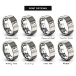 font options for inside engraving on silver sword icon circle rings