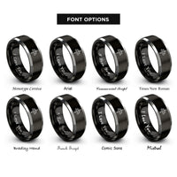 font options for inside engraving on black & silver sword scales rings