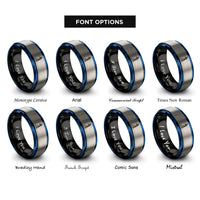 font options for inside engraving on black & blue & grey sword tassel rings
