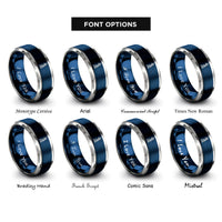 font options for inside engraving on blue & grey sword tassel rings