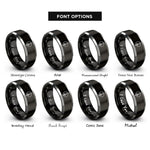 font options for inside engraving on black & gray sword through halo rings