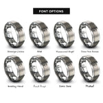 font options for inside engraving on grey sword through halo rings