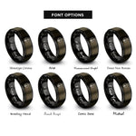 font options for inside engraving on gunmetal & black sword through halo rings