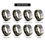 font options for inside engraving on gunmetal & silver sword through halo rings